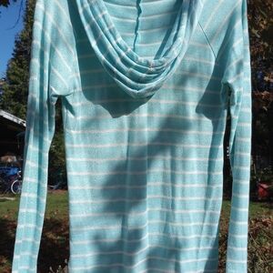 Aqua Striped Hooded Sweatshirt